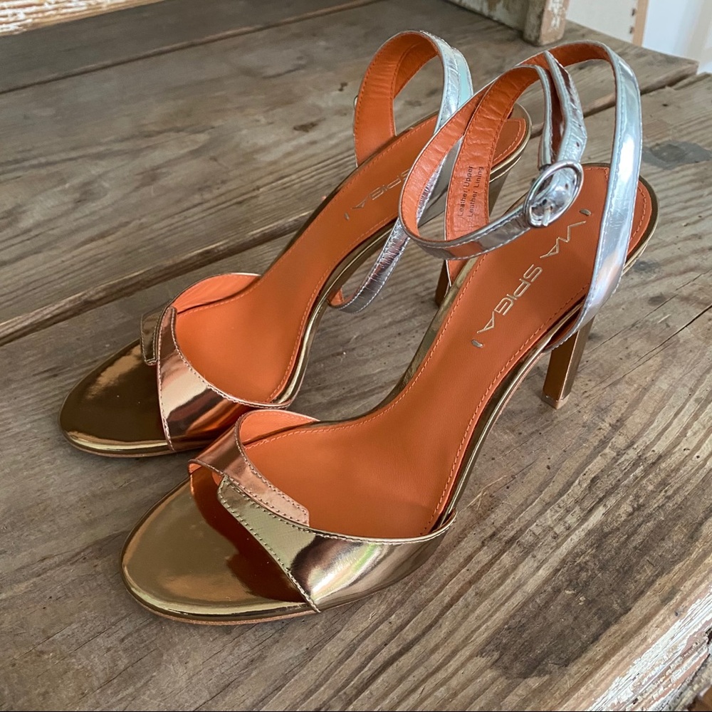 Via Spiga Mixed Metallic Strappy Heels Size 7.5